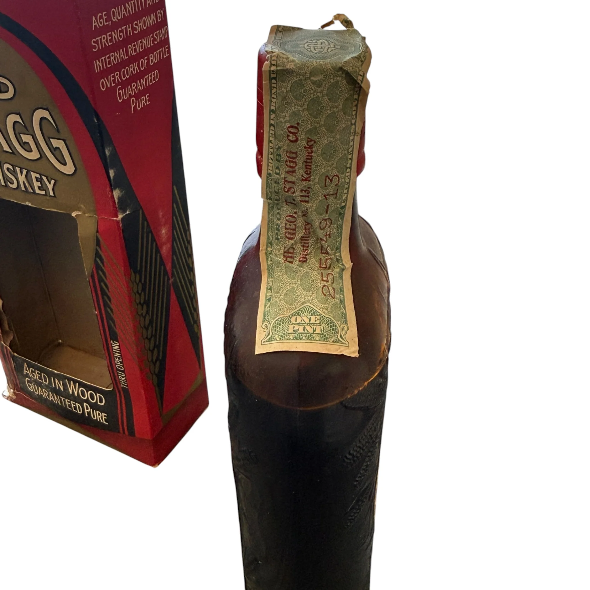 1916–1931 Old Stagg Medicinal Whiskey Pint w/ Original Box (Prohibition Era) - Image 4