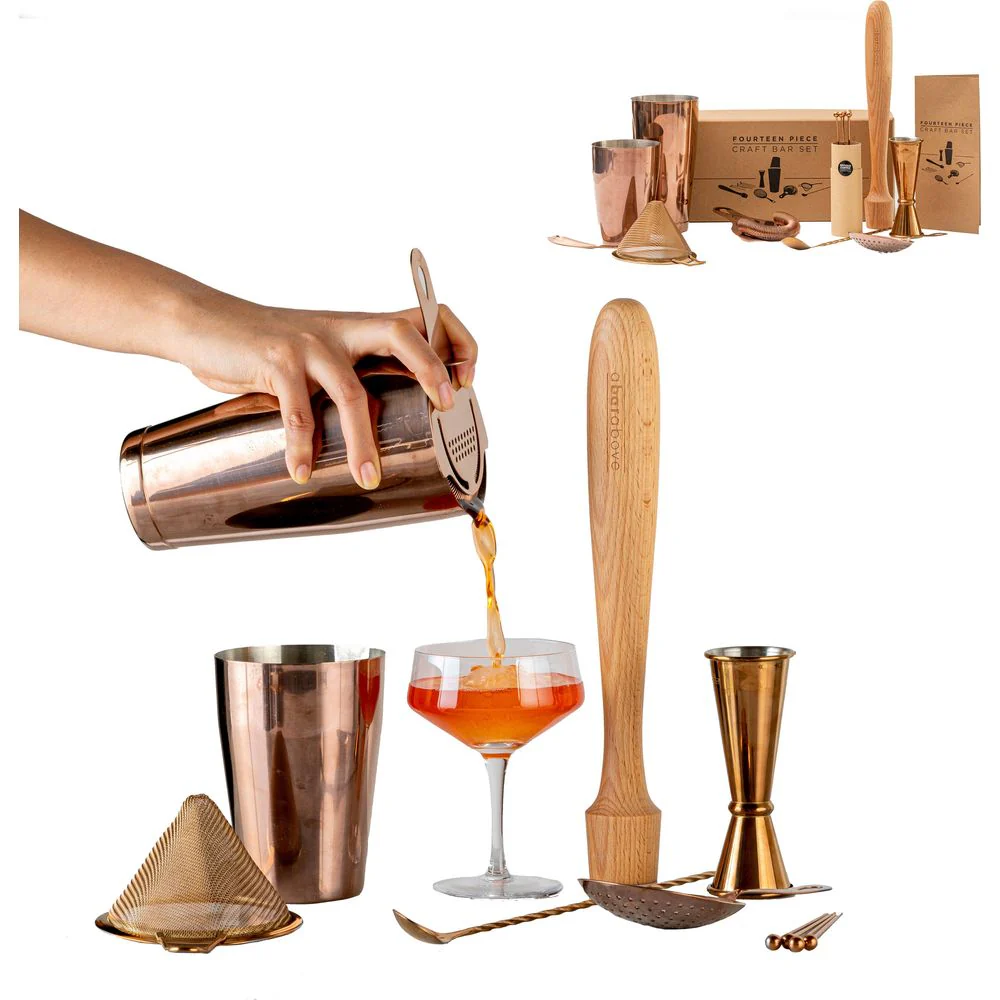 Antique Copper Mixologist Bar Set (14-Piece) - Image 7