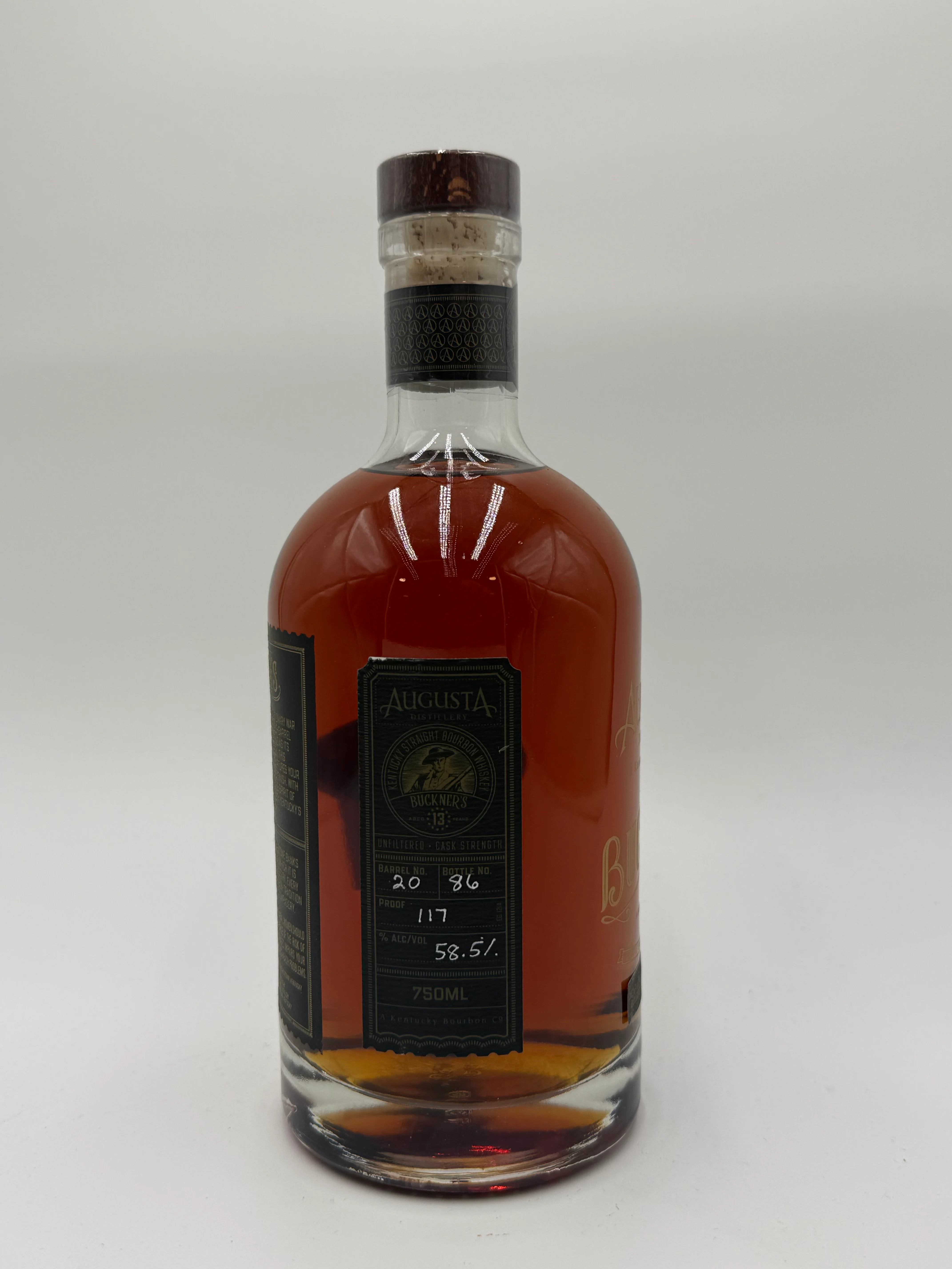 Augusta Distillery Buckner's Single Barrel Bourbon 13 Year Barrel 20 117 Proof Original Release - Image 2