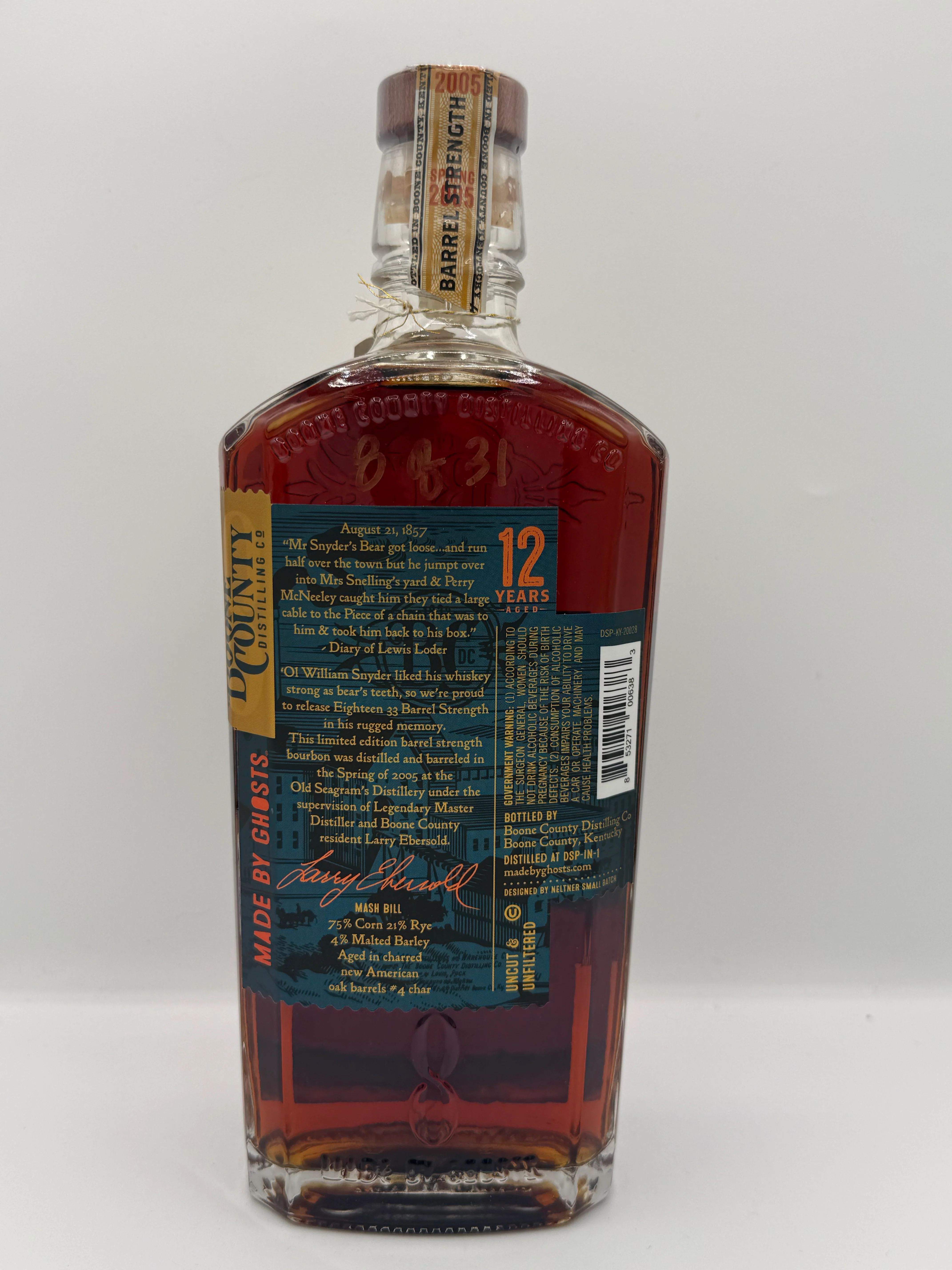Boone County 12 Year 117.60 Proof The Ghost Collection Barrel B0531 - Image 2