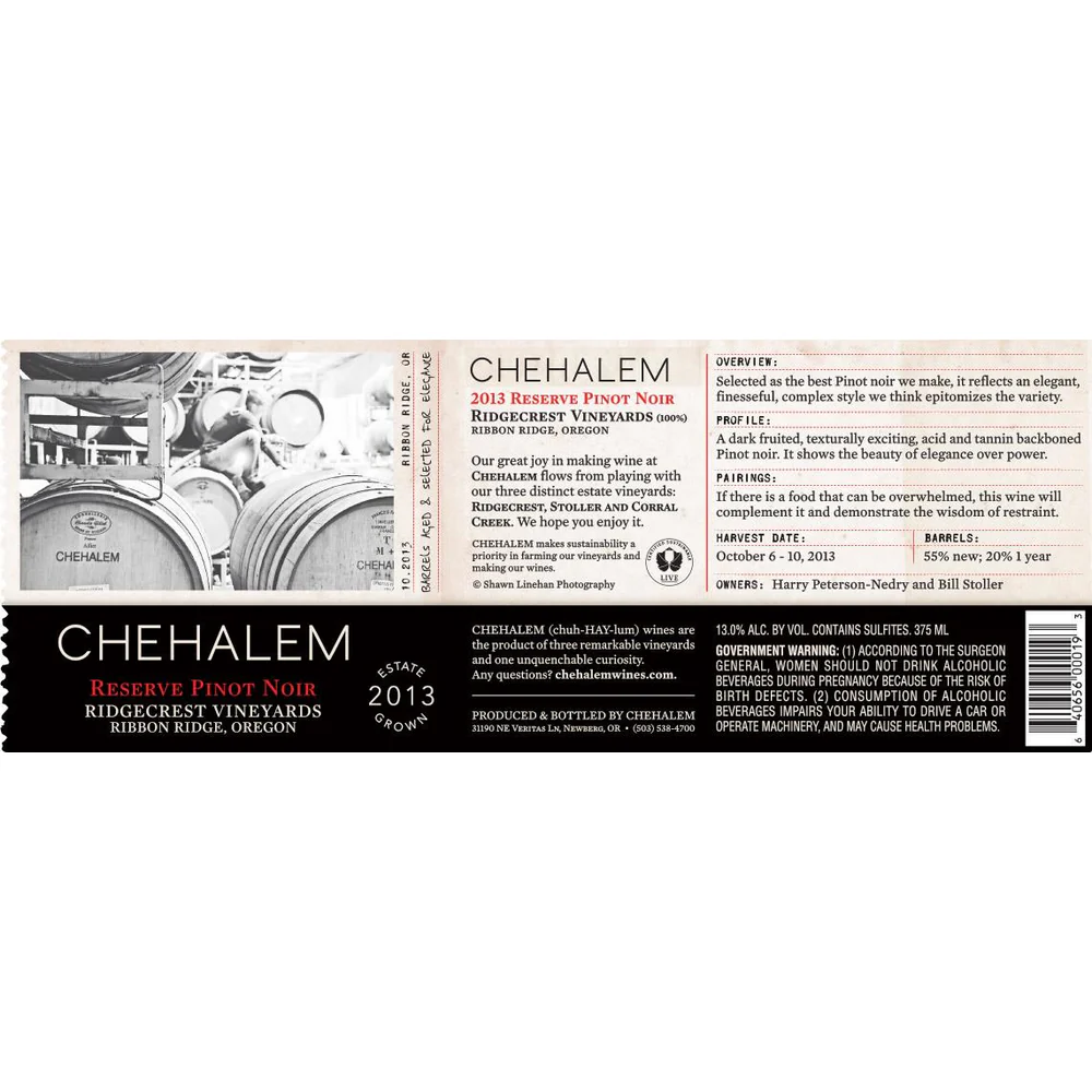 Chehalem Ridgecrest Vineyard Estate Pinot Noir 750ml