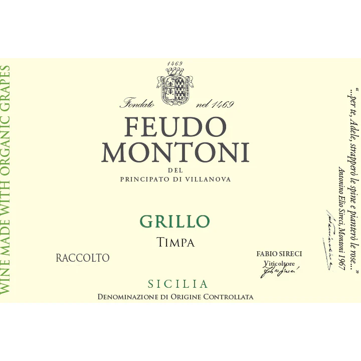 Feudo Montoni Della Timpa Sicilia IGT Grillo 750ml