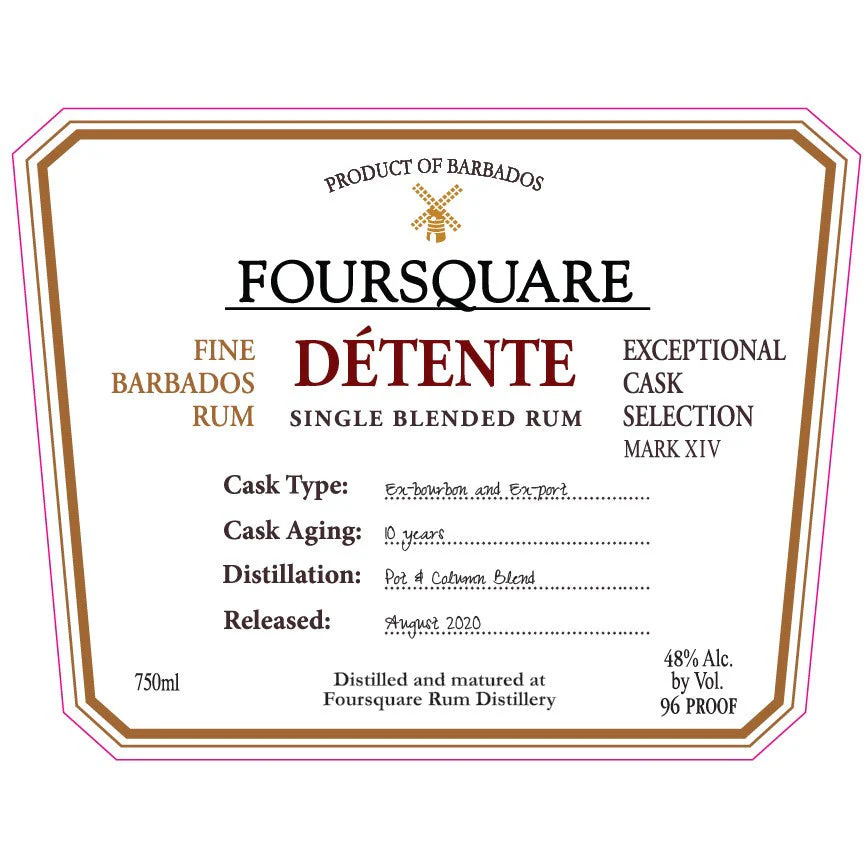 Foursquare Distillery Exceptional Cask Selection Mark XIV 10 Years Old Détente Single Blended Rum - Image 2