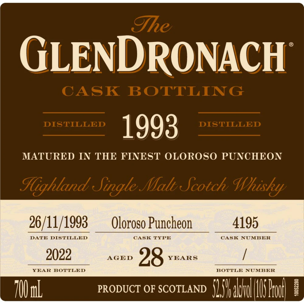 Glendronach 28 Year Old 1993 Cask #4195 Single Malt Scotch Whisky 700ml - Image 2