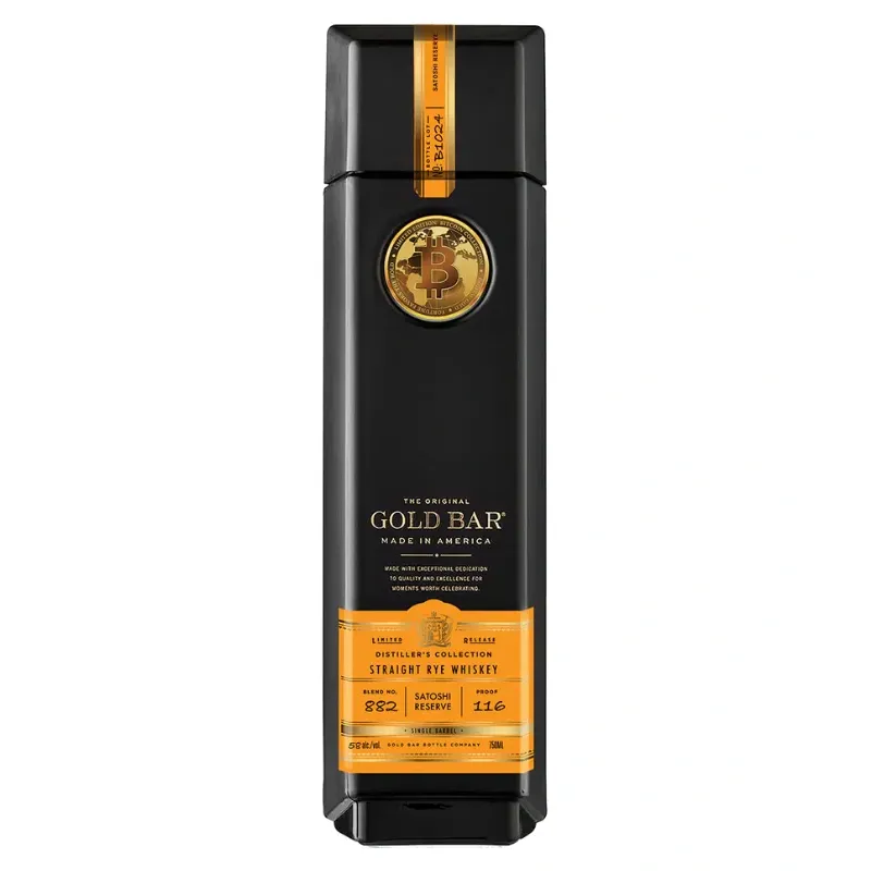 Gold Bar Bitcoin Satoshi Reserve Rye Whiskey Limited Edition 750mL
