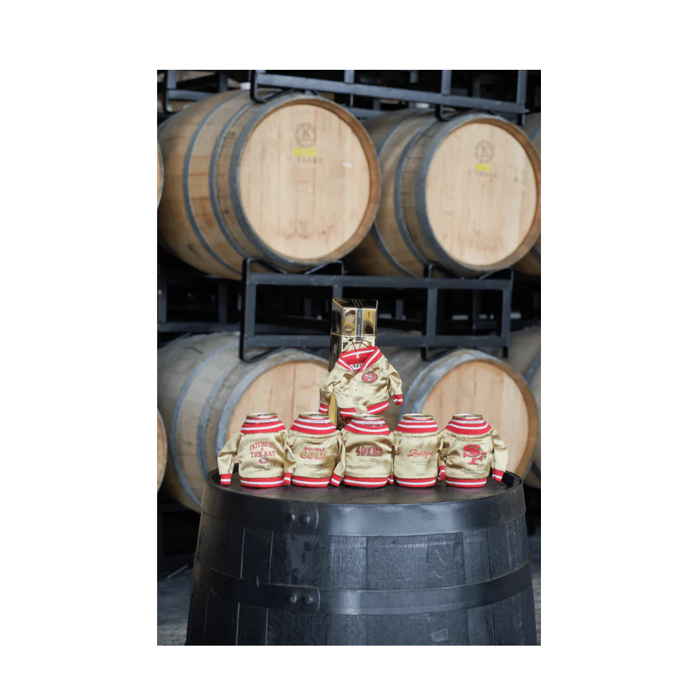 Gold Bar Whiskey Joe Montana Retro Edition 49ers Can Koozie Jacket - Image 3