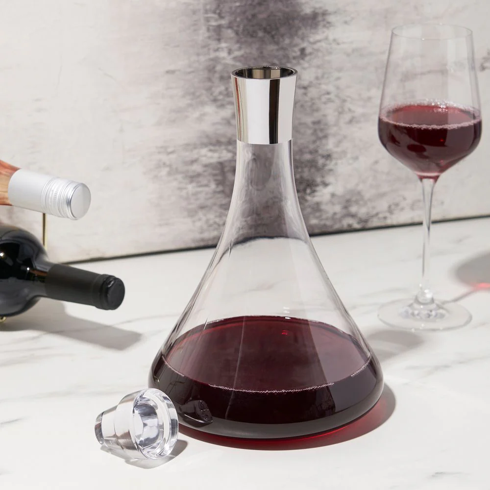 Irving Chrome-Rimmed Crystal Decanter - Image 3