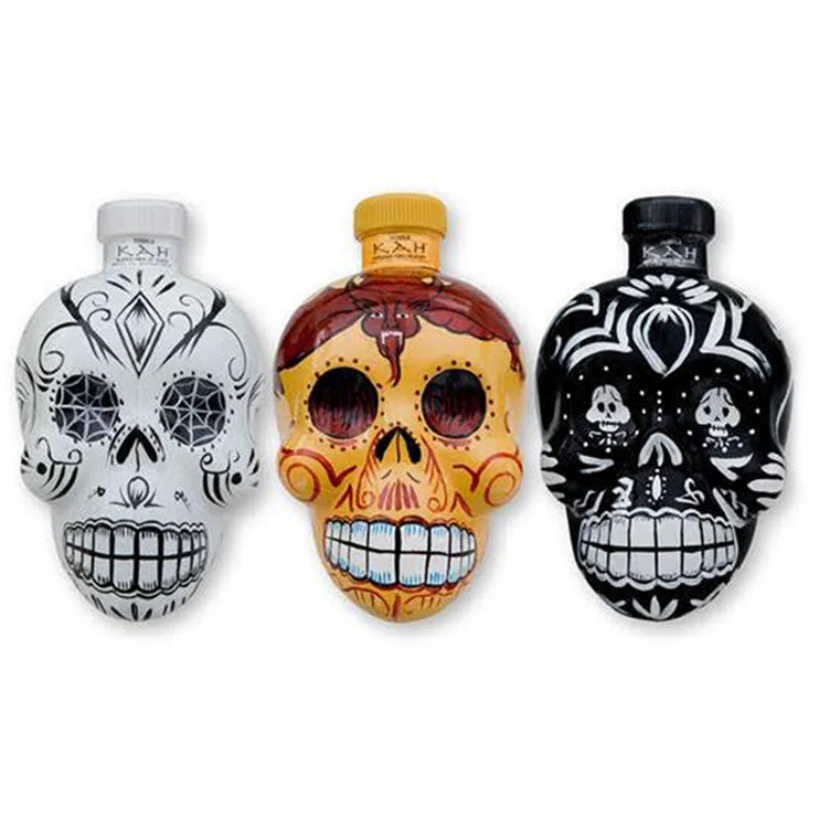 KAH Tequila Miniature Skull Bottle 50ml Collection