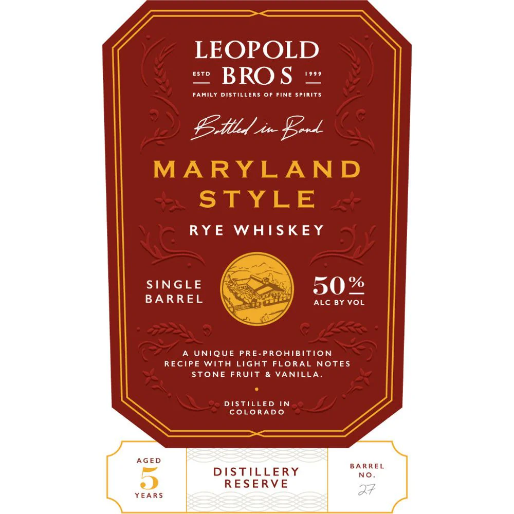 Leopold Bros Distillery Reserve Maryland Style Rye - Image 2