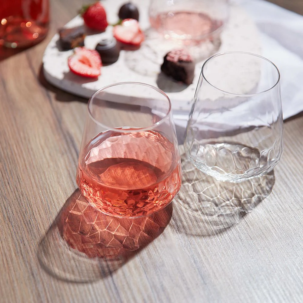 Libbey Hammered Base All-Purpose Stemless Wine Glass, 17.75-ounce, Set of 8 - Image 2