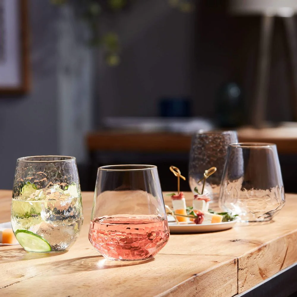 Libbey Hammered Base All-Purpose Stemless Wine Glass, 17.75-ounce, Set of 8 - Image 7