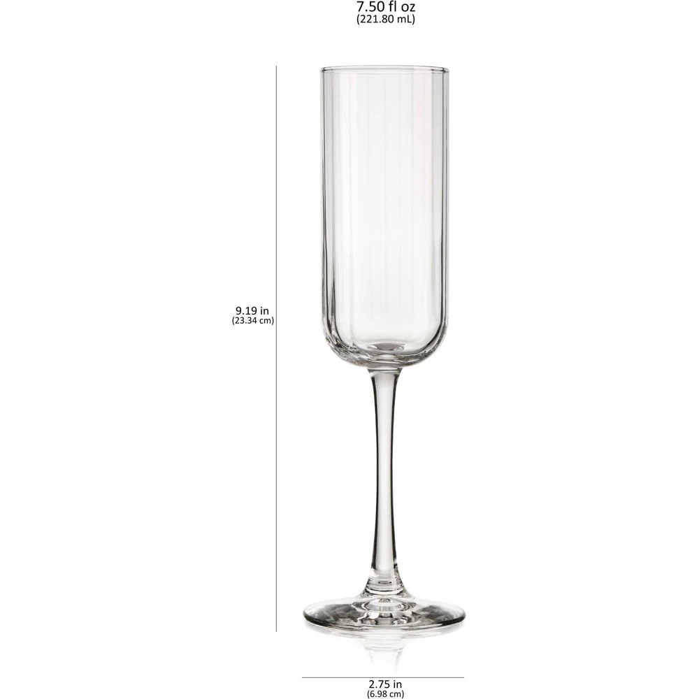 Libbey Paneled Champagne Flute Glasses, 7.5-ounce, Set of 4 - Image 6