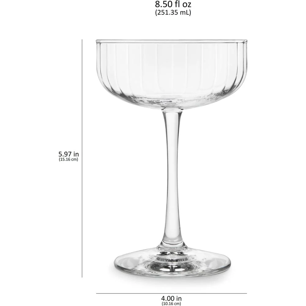 Libbey Paneled Coupe Cocktail Glasses, 8.5-ounce, Set of 4 - Image 8