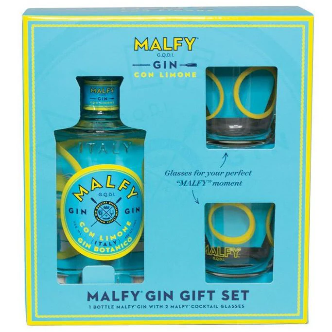 Malfy Italian Gin Con Limone with Glasses - Image 2