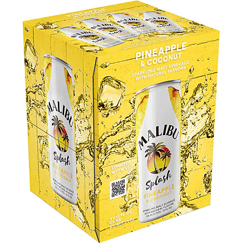 Malibu Splash Pineapple & Coconut 4pk Cans
