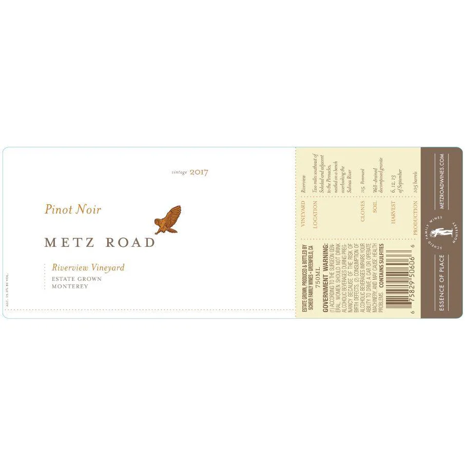 Metz Road Monterey Riverview Vineyard Pinot Noir 750ml