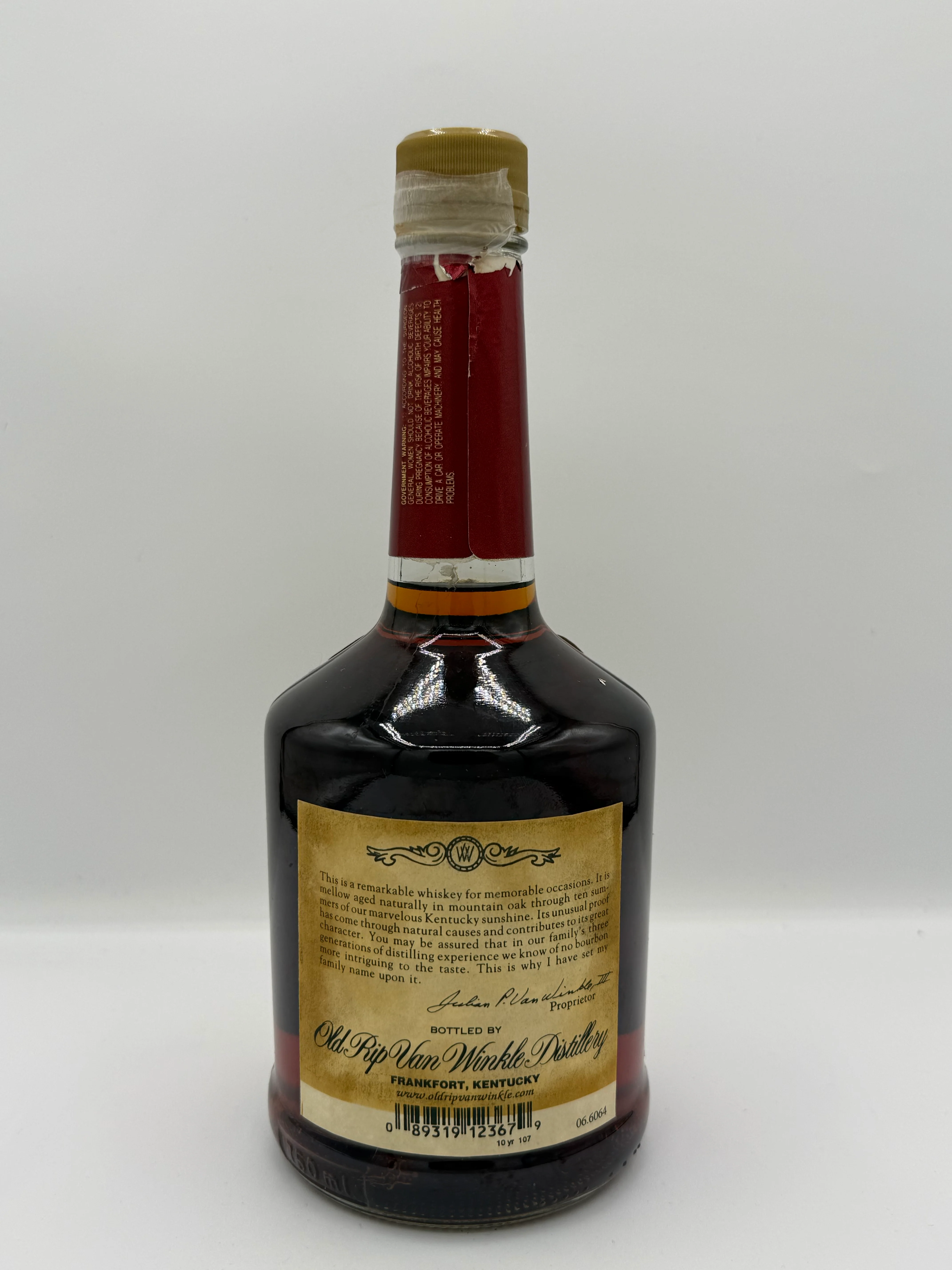 Old Rip Van Winkle 2002 107 Proof Bourbon Red Neck Label (Stitzel-Weller) - Image 2