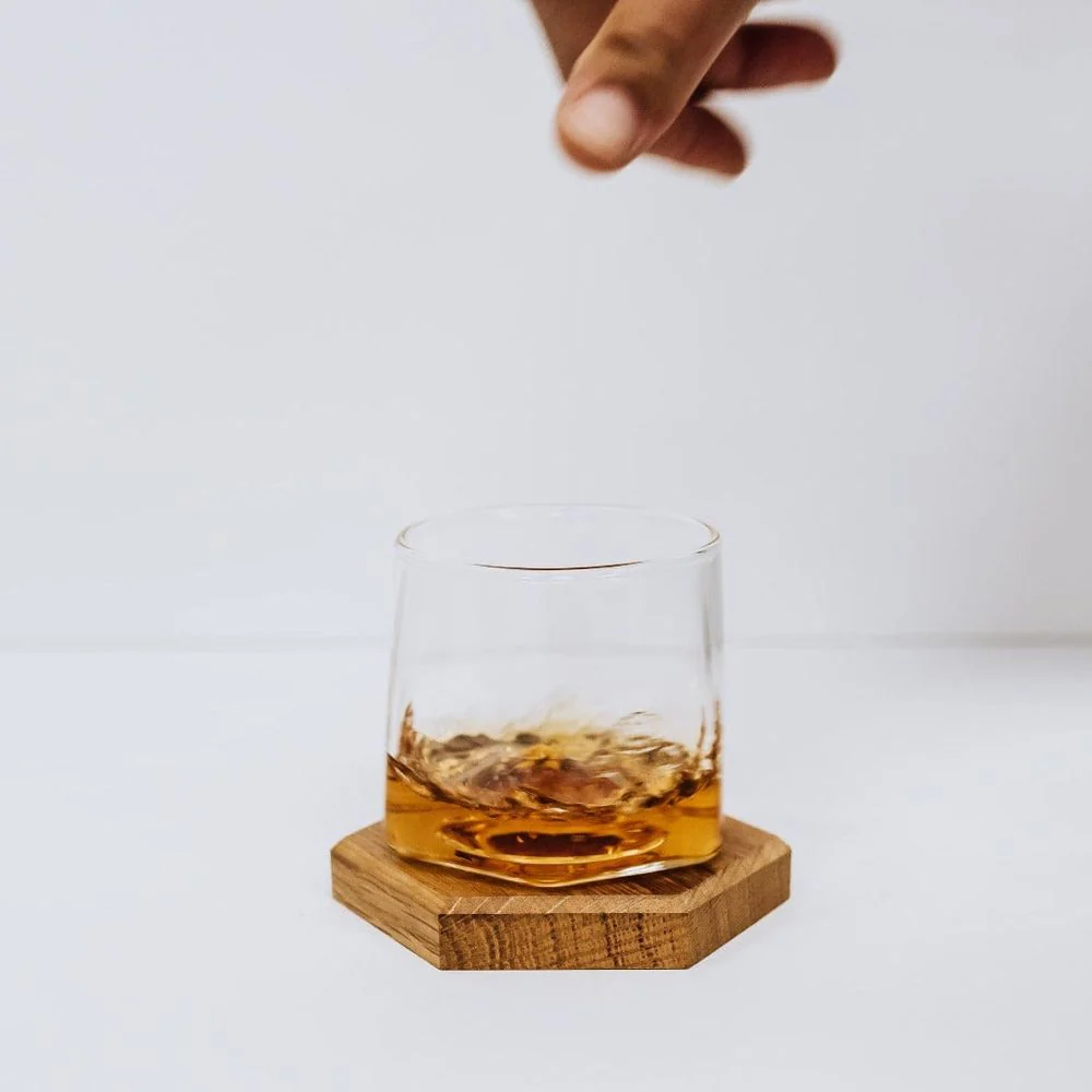 Pappy & Company Spinning Glass Set with Barrel Stave Coasters - Image 4