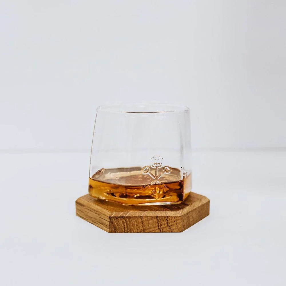 Pappy & Company Spinning Glass Set with Barrel Stave Coasters - Image 7