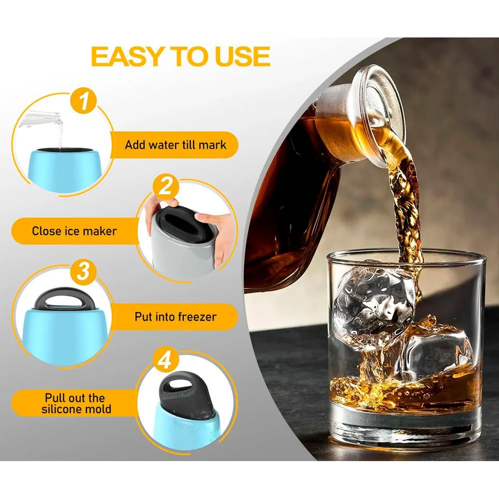 Premium Round Sphere Ice-Cube Mold Maker - 2 Crystal Clear Ice Cubes - Image 3