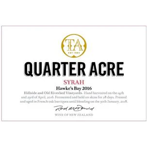 Quarter Acre Hawke's Bay Syrah 750ml