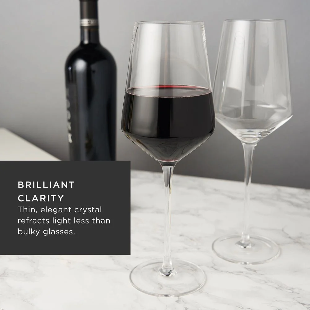 Raye Angled Crystal Bordeaux Decanter and Wine Glass Set - Image 5
