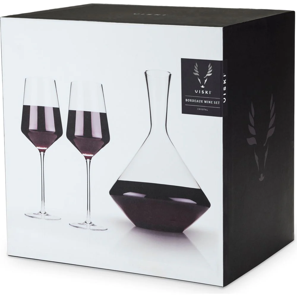 Raye Angled Crystal Bordeaux Decanter and Wine Glass Set - Image 7