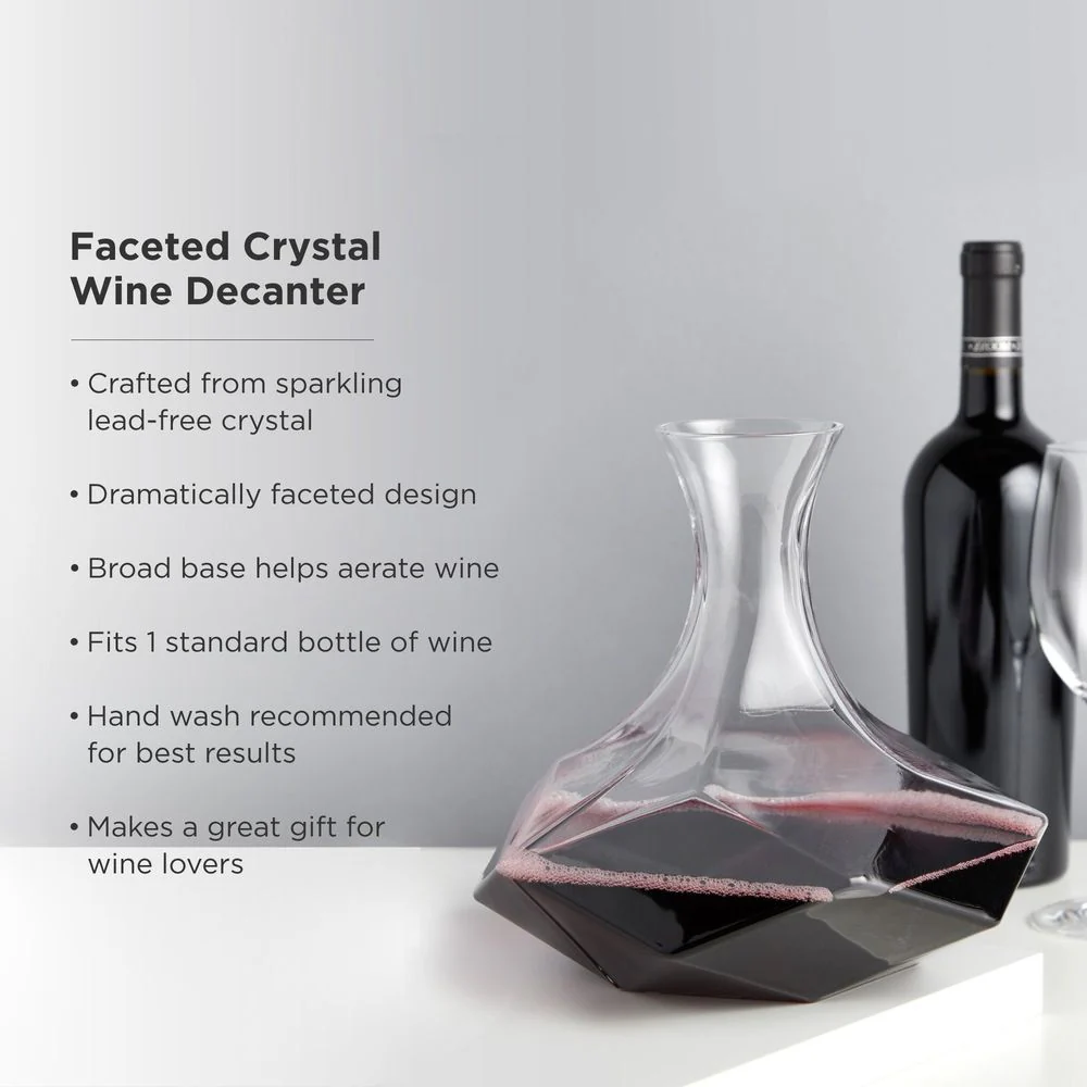 Seneca Faceted Crystal Wine Decanter - Image 6
