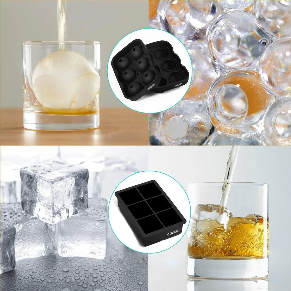 Sphere Ice Ball Maker with Lid and Large Square Ice Cube Molds - Image 2