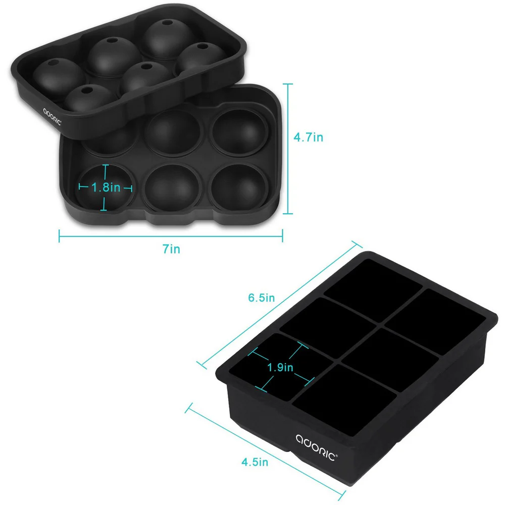 Sphere Ice Ball Maker with Lid and Large Square Ice Cube Molds - Image 7