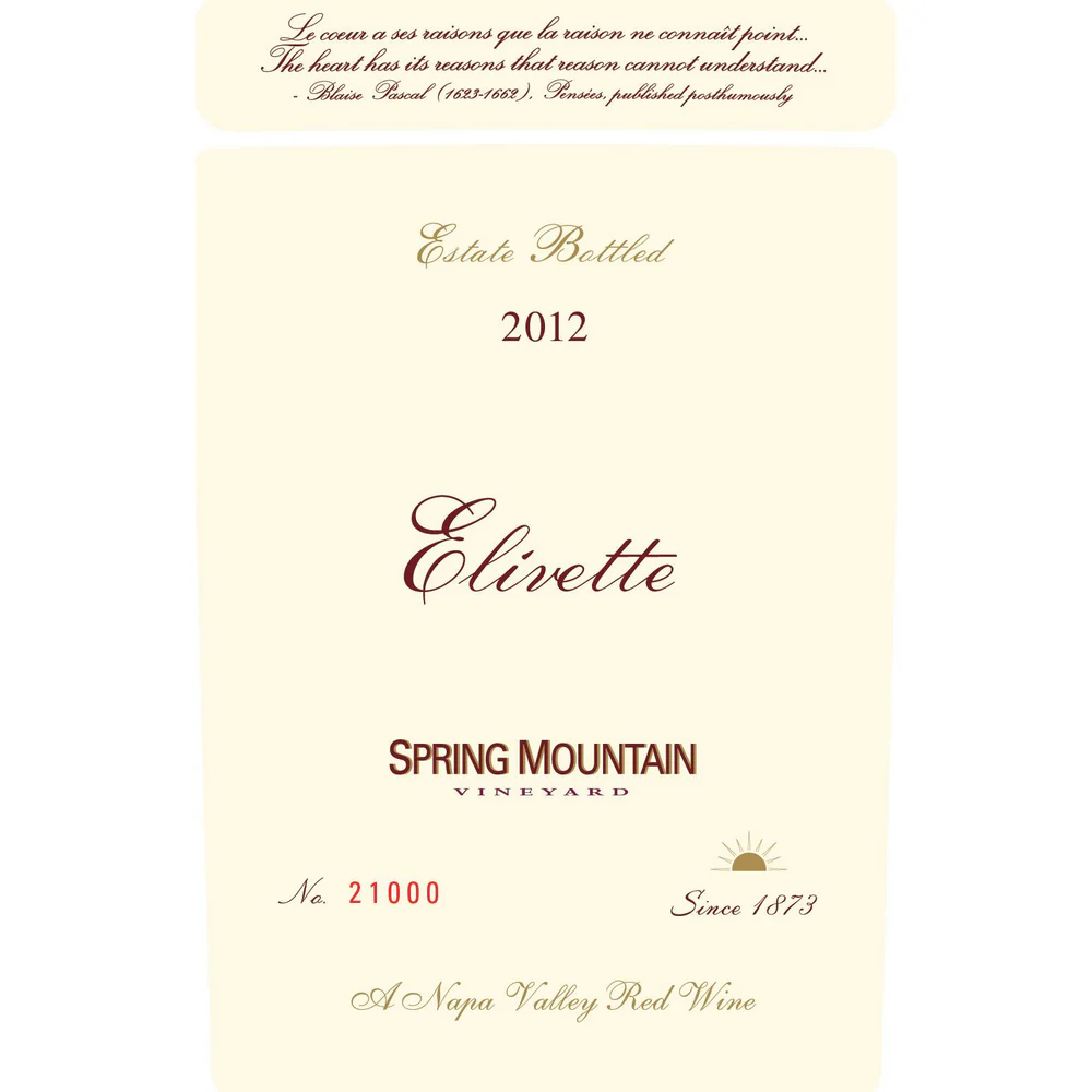 Spring Mountain Elivette Spring Mountain District Red Bordeaux Blend 750ml